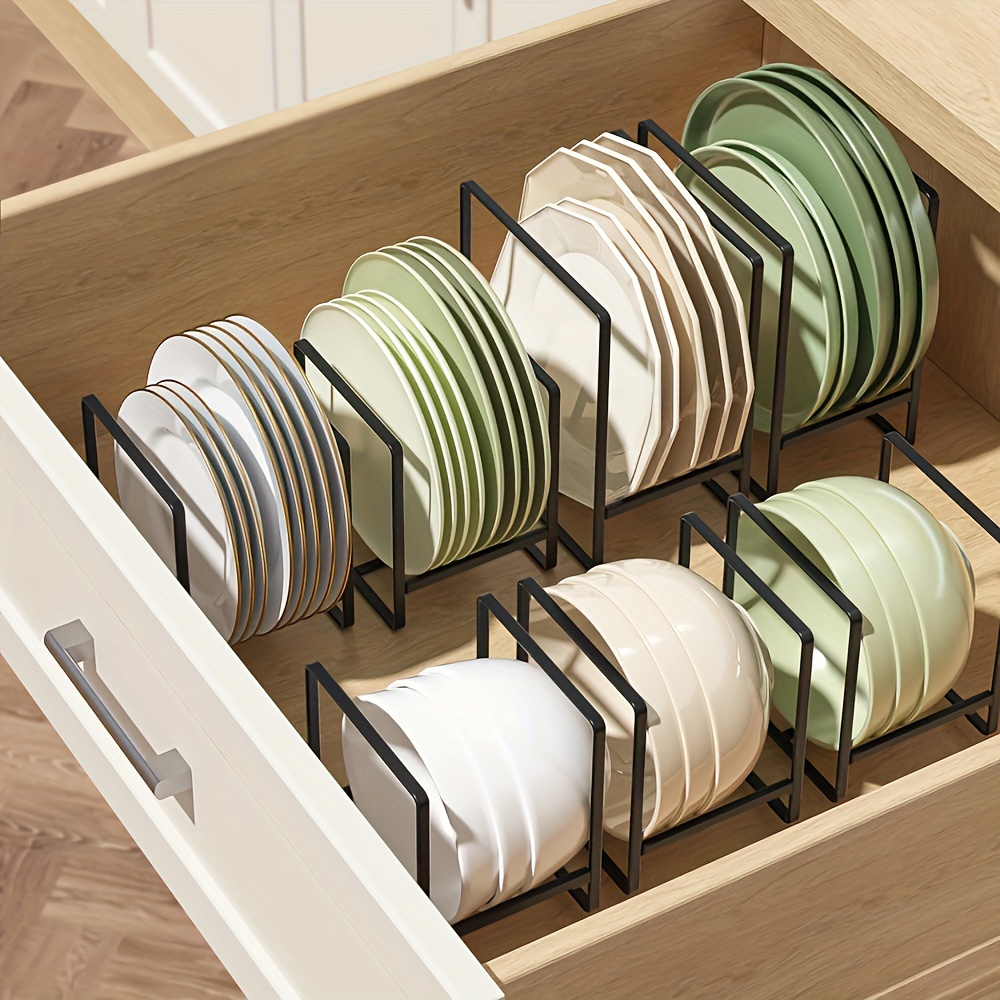 Plate Holder Organizers, Dish Storage Rack Upright Cabinet, Dish Drying Rack, Metal Dish Organizer Stand For Kitchen Countertop And Cupboard