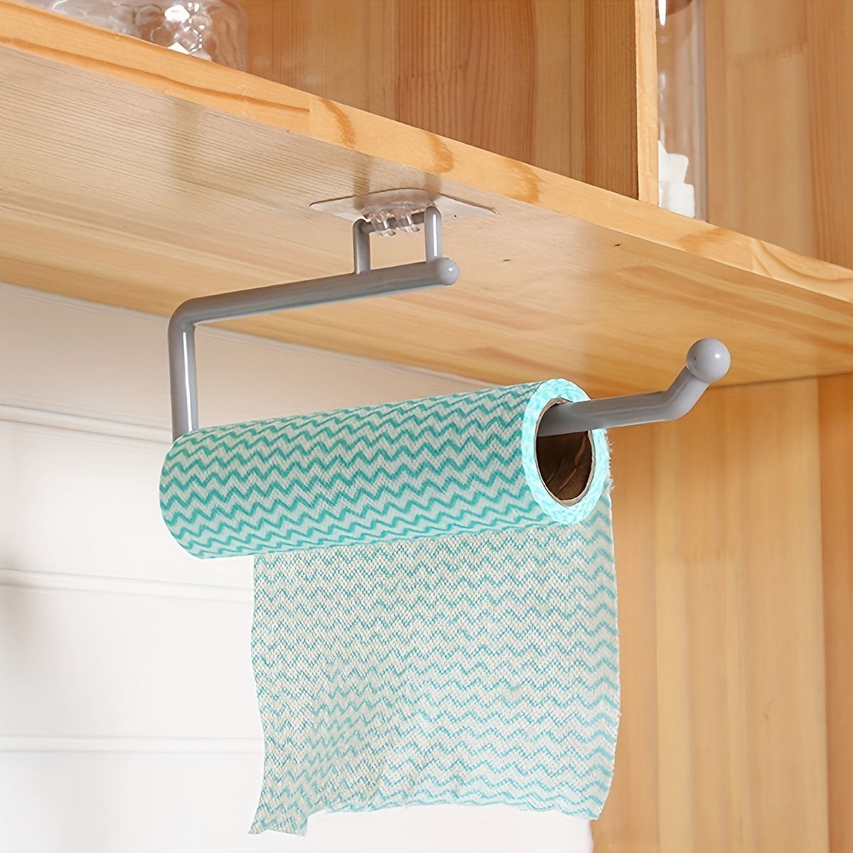 1pc Punch-free Kitchen Paper Towel Rack, Toilet Paper Holder, Paper Roll Rack Hanger, Plastic Film Storage Rack, Rag Storage Rack, Wall-mounted Towel Bar, Kitchen & Bathroom Accessories