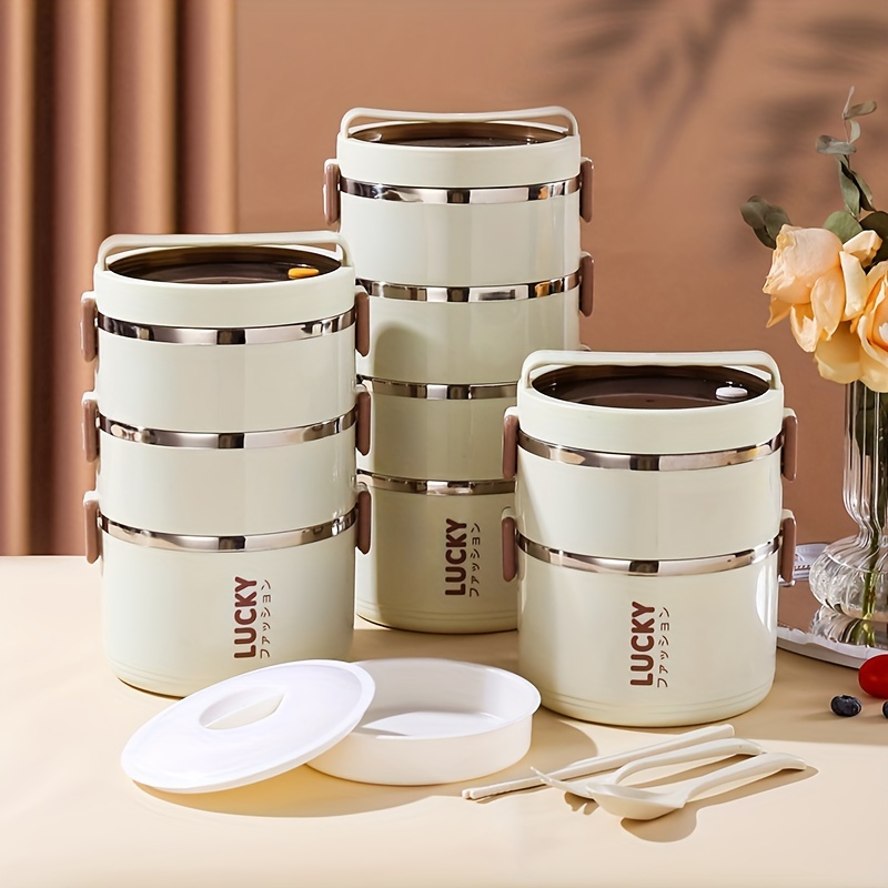 1pc Lucky Charm Stainless Steel Lunch Box Set with Insulated Tote Bag - Durable, BPA-Free, Perfect for School, Camping, and Work - Ideal for Students and Workers - Back to School Essentials, School Lunch Bag | Stylish Lunch Bag | Insulated Lunch Bag, Lunch Bag