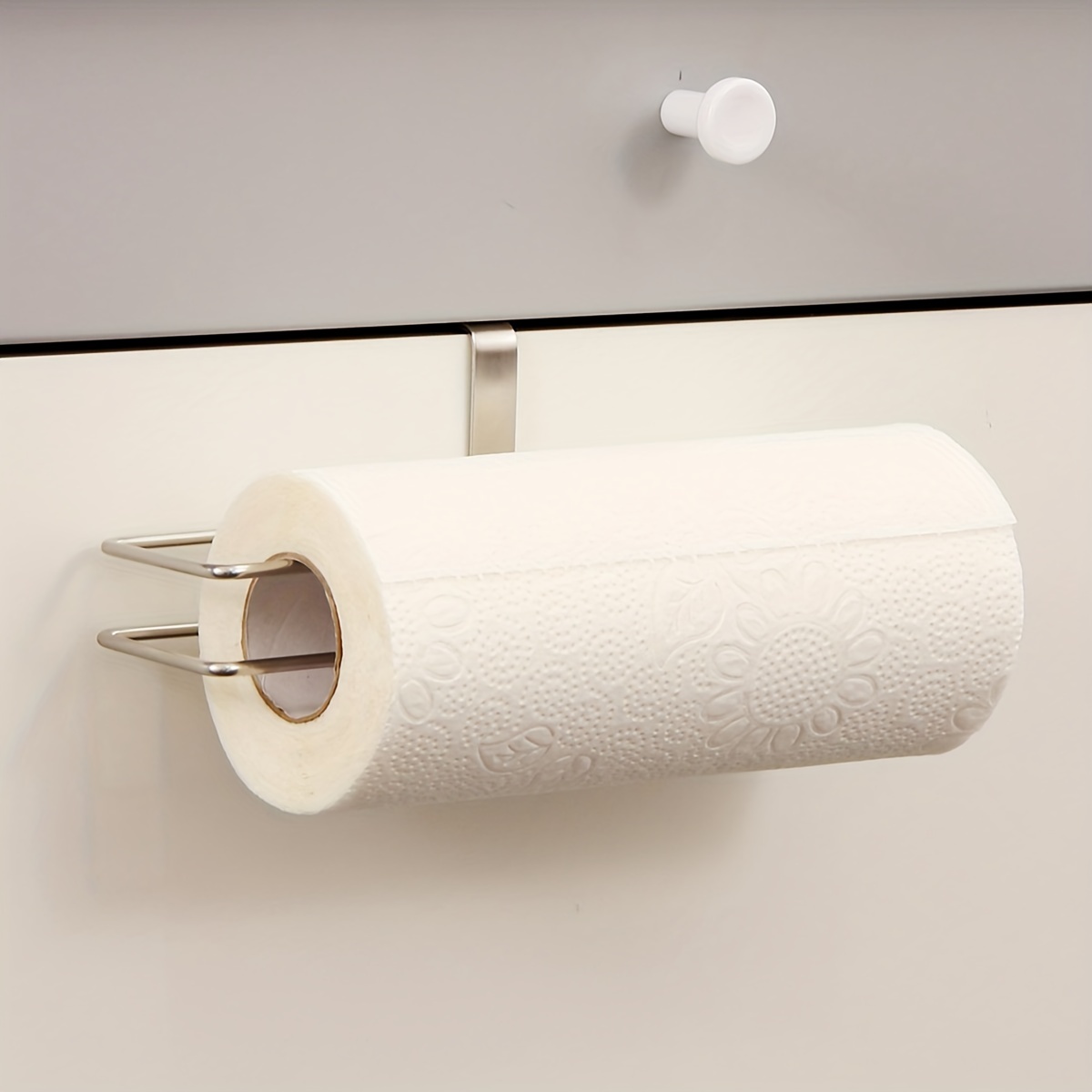 1pc Stainless Steel Roller Paper Holder, Traceless Punch Free Kitchen Paper Holder, Oil-free Dishcloth Holder, Towel Holder Rack, For Kitchen Bathroom