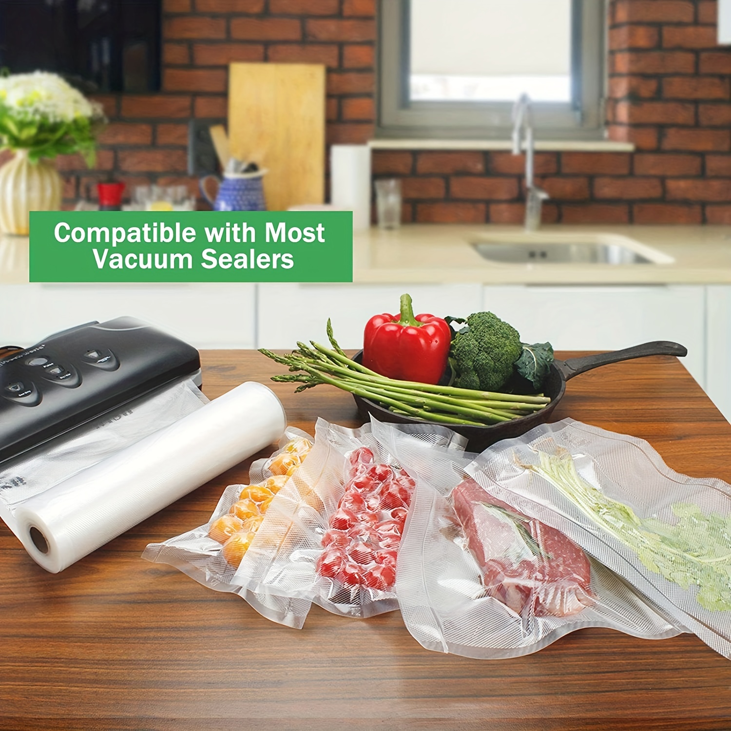 BPA-Free Manual Handheld Kitchen Vacuum Sealer Bags for Fresh-Keeping Food Storage, Compression Cooking & Steaming - Reusable Plastic Food Packer with Multiple Sizes, No Electricity Needed, Food Vacuum Sealer Bags, Airtight Storage, Leakproof Material, Home Cooks
