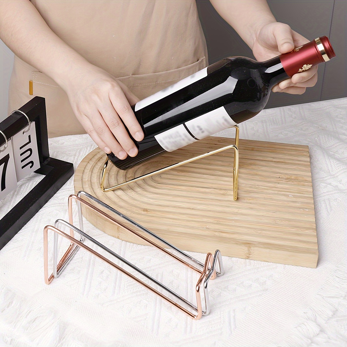 1pc Elegant Cast Iron Wine Rack - Stacked Design, Durable & Heat-Resistant, Ideal for Home & Bar Use, Wine Display | Modern Wine Holder | Durable Wine Rack