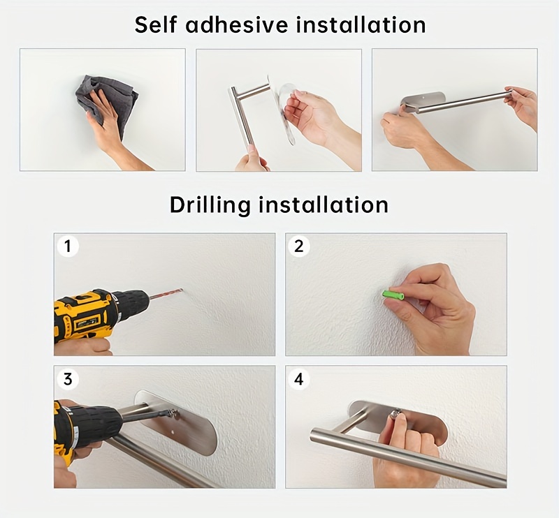 Under Cabinet Paper Towel Holder, Silvery Drilled or Self-Adhesive Paper Towel Holder, Paper Towel Roll Holder, Stainless Steel Under Counter Paper Towel Holder, Suitable for Kitchen, Pantry, Bathroom