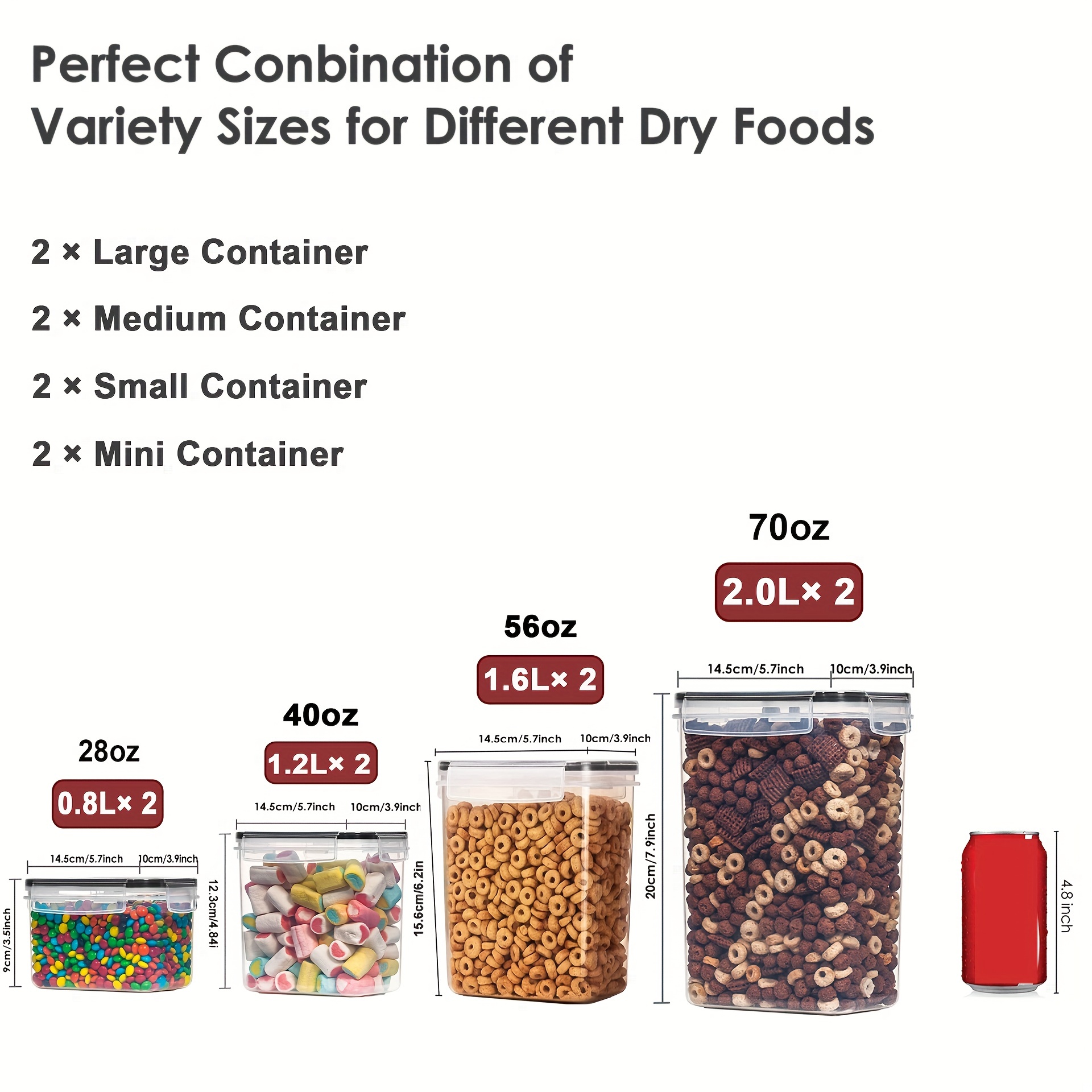 4/8pcs Airtight Food Storage Containers with Lids - BPA Free Plastic Food Canisters with Lids Containers for Kitchen & Pantry Organization and Storage, Dry Food Canisters for Flour, Sugar and Cereal, with Lables - Dishwasher safe