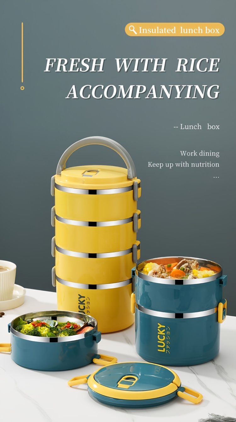 1 set of stainless steel reusable lunch box with lunch bag and utensils, large capacity portable thermos container suitable for school, picnics, camping, students, workers, and kitchen use,back to school