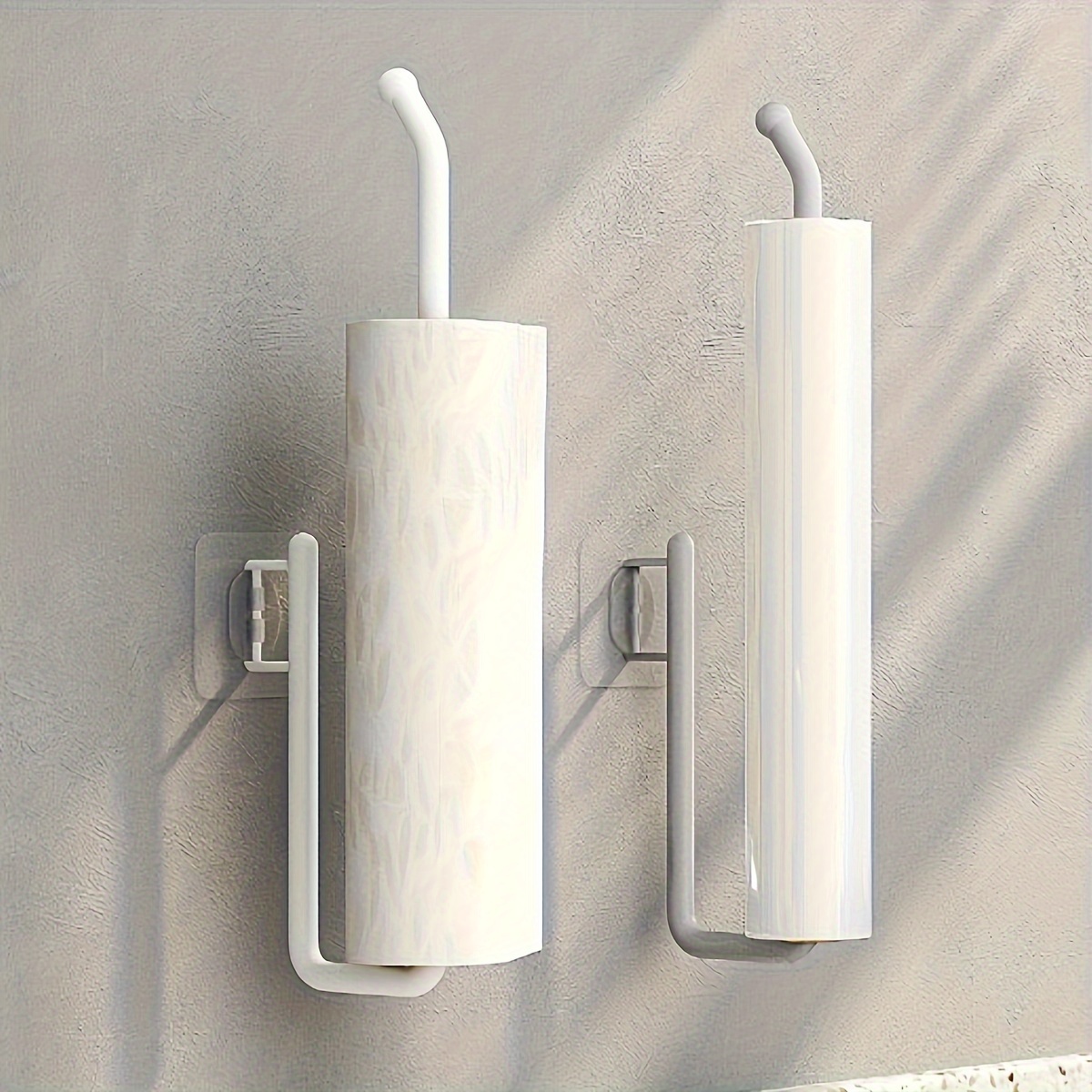 1pc Punch-free Kitchen Paper Towel Rack, Toilet Paper Holder, Paper Roll Rack Hanger, Plastic Film Storage Rack, Rag Storage Rack, Wall-mounted Towel Bar, Kitchen & Bathroom Accessories