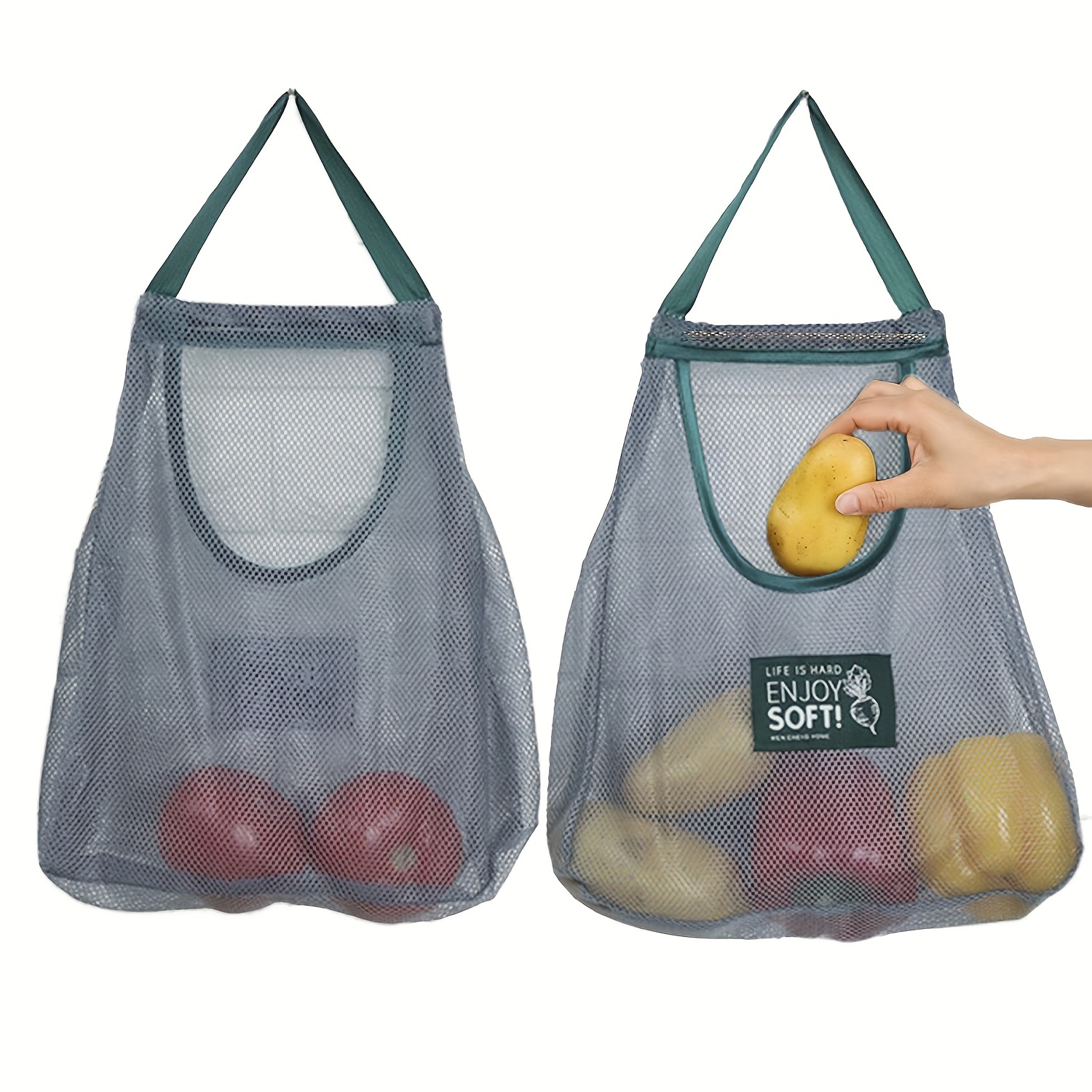 Durable & Strong Hanging Mesh Storage Bags - Perfect for Storing Garlic, Potatoes, and Onions! Kitchen Accessories