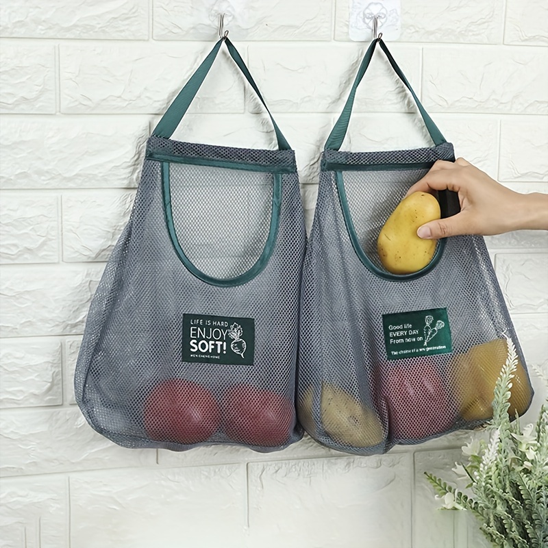 Durable & Strong Hanging Mesh Storage Bags - Perfect for Storing Garlic, Potatoes, and Onions! Kitchen Accessories
