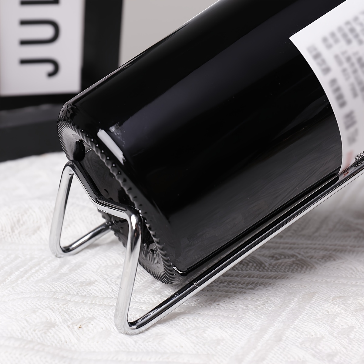 1pc Elegant Cast Iron Wine Rack - Stacked Design, Durable & Heat-Resistant, Ideal for Home & Bar Use, Wine Display | Modern Wine Holder | Durable Wine Rack