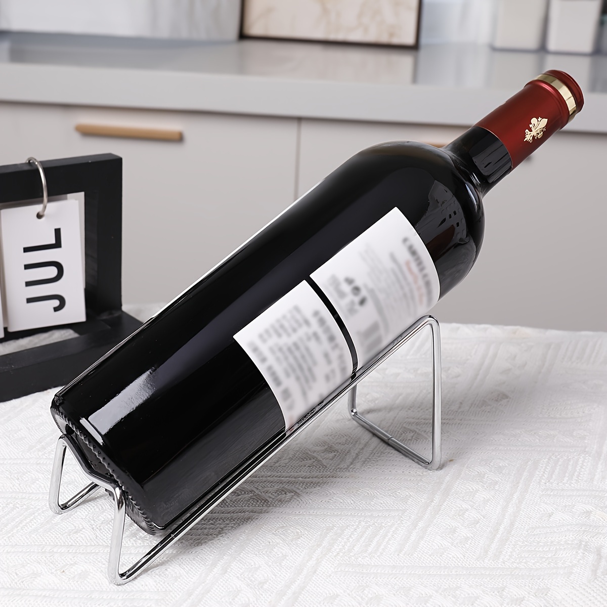 1pc Elegant Cast Iron Wine Rack - Stacked Design, Durable & Heat-Resistant, Ideal for Home & Bar Use, Wine Display | Modern Wine Holder | Durable Wine Rack