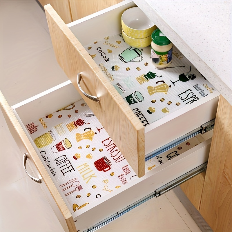 1 Roll of Multifunctional Drawer Liners with Cute Cartoon Print, Non-Stick Drawer Paper Suitable for Wardrobes and Shoe Racks