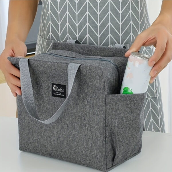 Non-Food Contact Stylish Insulated Lunch Bag - Compact Design, Durable Aluminum Foil Lining, Portable & Washable - Ideal for Office, School, Travel & Picnics - Perfect Teacher Gift, Grey, Office Lunch Bag|Stylish Insulated Bag|Durable Polyester Material, Insulated Lunch Bag,Back to School