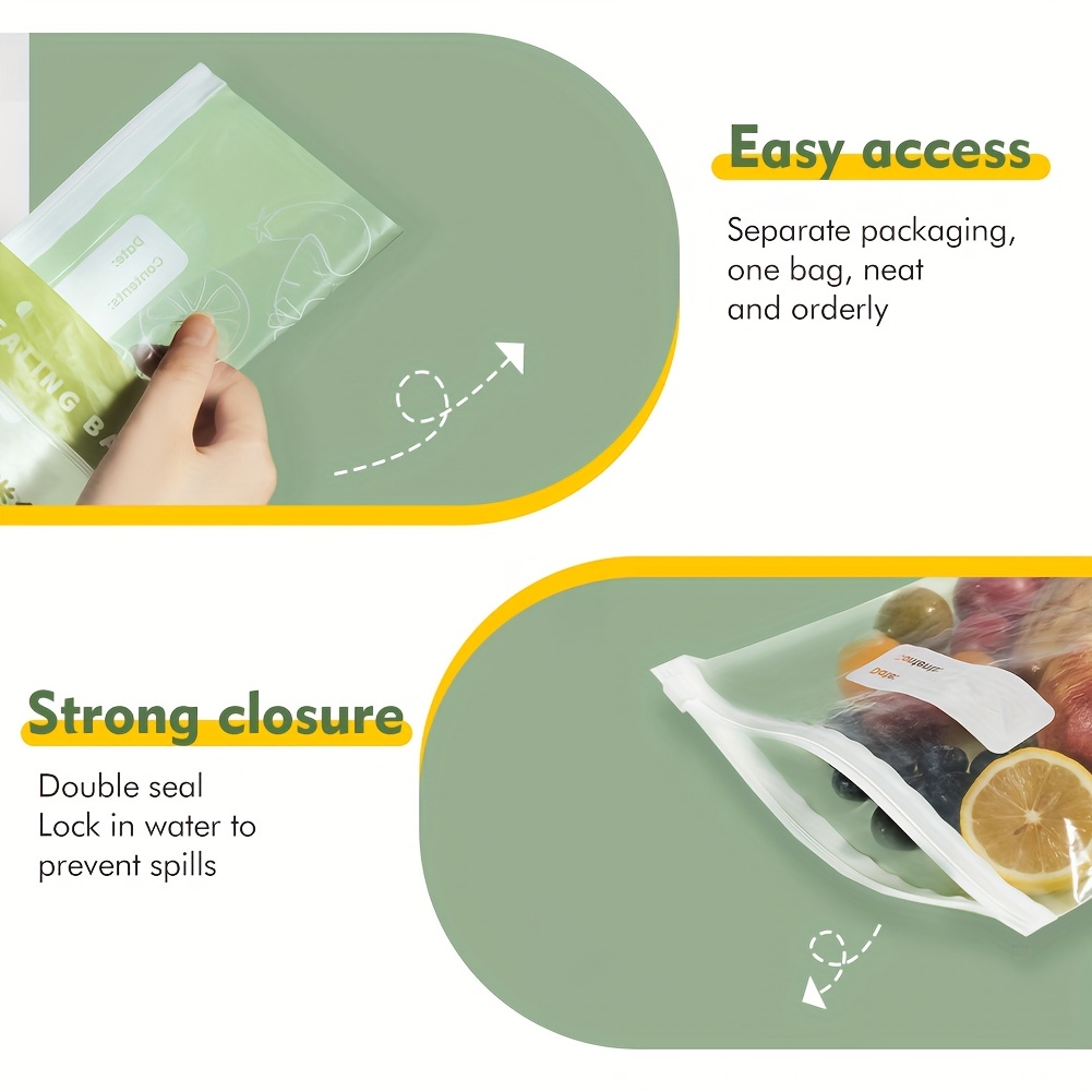 10/15/20pcs of 1 set, Reusable Zip Lock Bag Food Grade Transparent Storage Bag With Zipper Sealing Plastic Container Travel Freezer Camping Kitchen