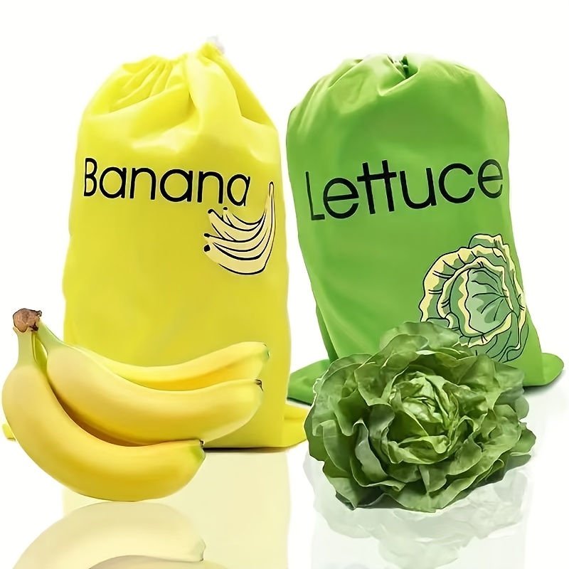 1pc Rectangle Polyester Supermarket Home Banana Fridge Fresh Keeping Storage Bag, Reusable Fruit Vegetable Freshness Aluminum Film Bag, Food Safety Salad Preservation Box