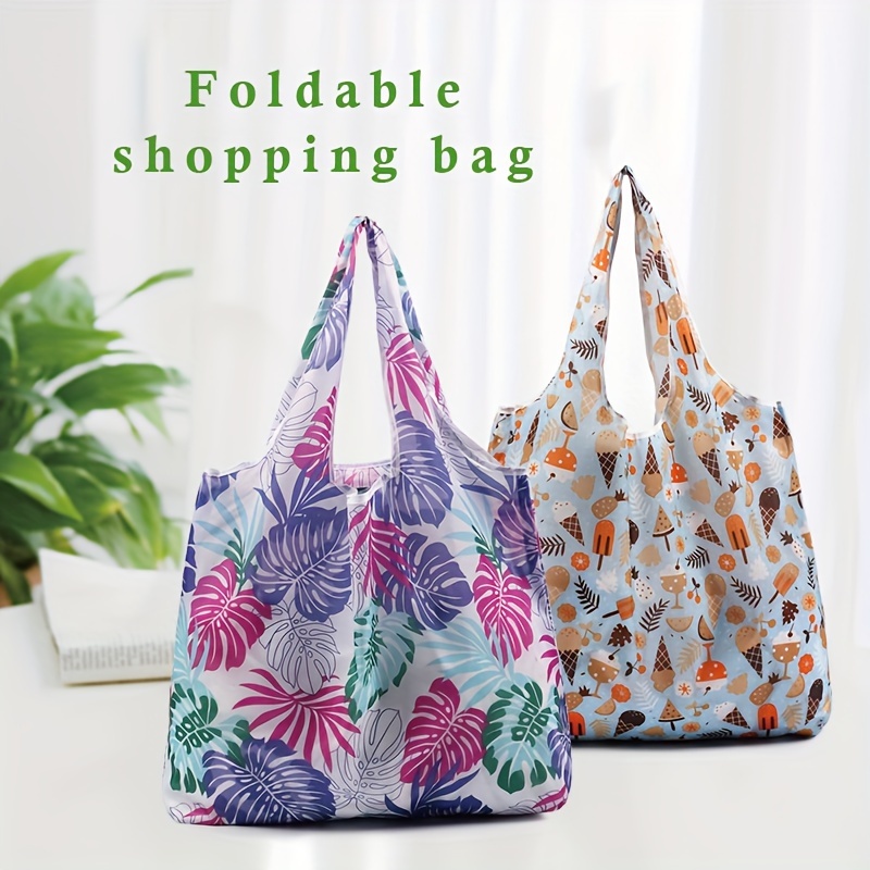 High-Quality Reusable Grocery Bags for Women,Foldable & Washable Polyester Shopping Bag with Shoulder Strap, 46.0X35.0cm Large Capacity Tote Bags, Perfect for Travel, Picnics, And Outdoor Activities