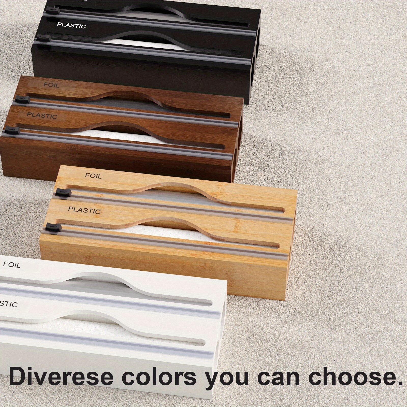 1pc 2-in-1 Bamboo Wrap Dispenser with Cutter & Labels - Multi-Compartment Kitchen Organizer for Wraps, Slices, and Wraps - Includes Aluminum Foil & Wax Paper - Perfect for Kitchen Drawers, Black/White, Kitchen Organizers And Storage