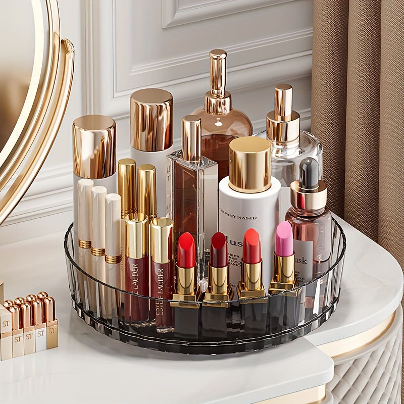 360 Degree Rotating Spice Rack Organizer, 1pc Countertop Kitchen Storage Tray for Seasonings, Condiments, Plastic Sliding Shelf for Home, Restaurant, Cosmetics Organizer