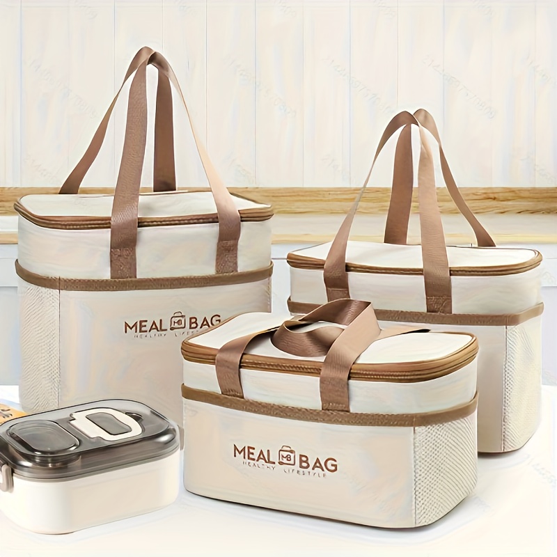 1pc Large Capacity Insulated Lunch Bag - Reusable, Square Polyester Thermal Tote for Outdoor Camping, School, Work - Hand Washable, No Printing, Non-Food Contact, Insulated Lunch Ba,Back to School