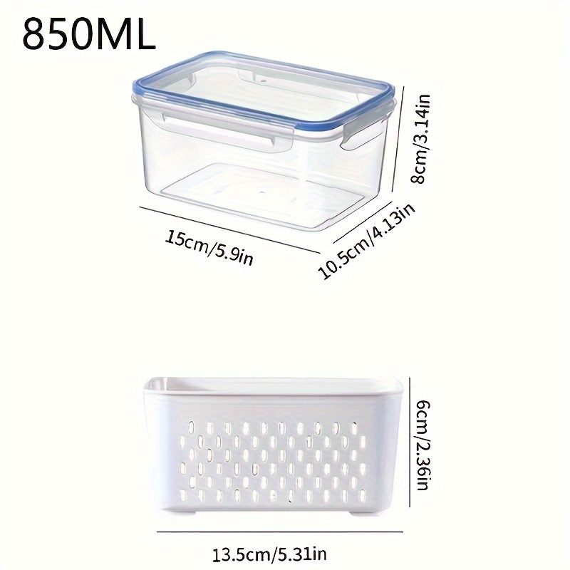 2/4pcs Storage Box, Multifunctional Leak-proof Reusable Food Storage Box, Double-layer Fresh-keeping Box Drain Basket, with Lid, Stackable Large Food Sealed Box, Suitable for Meat, Fruits and Vegetables, Kitchen Storage Box, Kitchen Accessories, Storage Bins for Home Organization