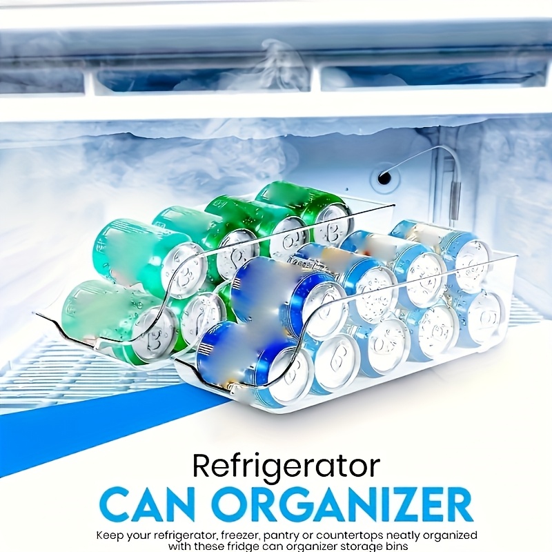 1 Set of Transparent Plastic Refrigerator Organizer, with Soda and Beverage Can Dispenser and Drink Holder - Hand Washable, Suitable for Refrigerators, Freezers, Pantries, Kitchens, Storage Rooms, Countertops, Cabinets - Kitchen Accessories