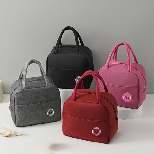 1pc Oxford Cloth Insulated Lunch Bag, Thermal Bento Box Tote with Aluminum Foil Lining, Square Hand Washable Lunch Box Carrier for Students, Non-food contact,back to school