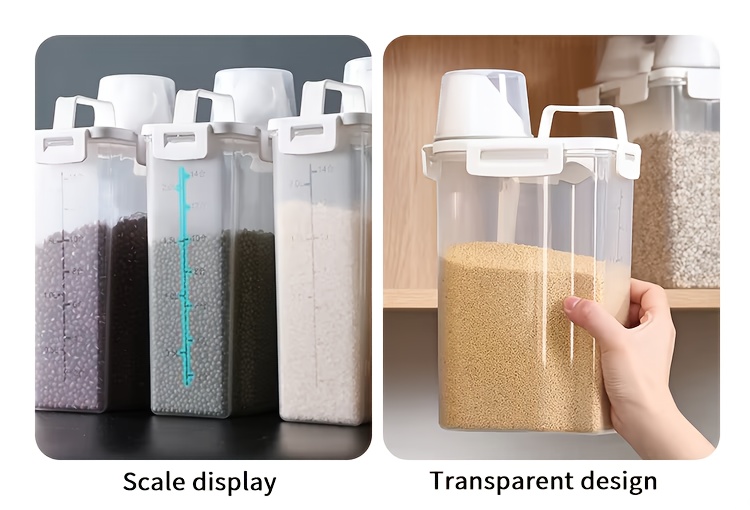 Household storage miscellaneous grain barrels storage tanks kitchen rice barrels fresh-keeping boxes with measuring cups