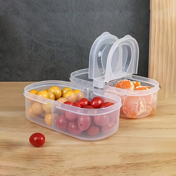 2pcs Multi-Functional Food Storage Containers - Portable 2-Compartment Organizer for Spices, Snacks & Fruits - Perfect for Home, Restaurant, Office Parties & Gifts