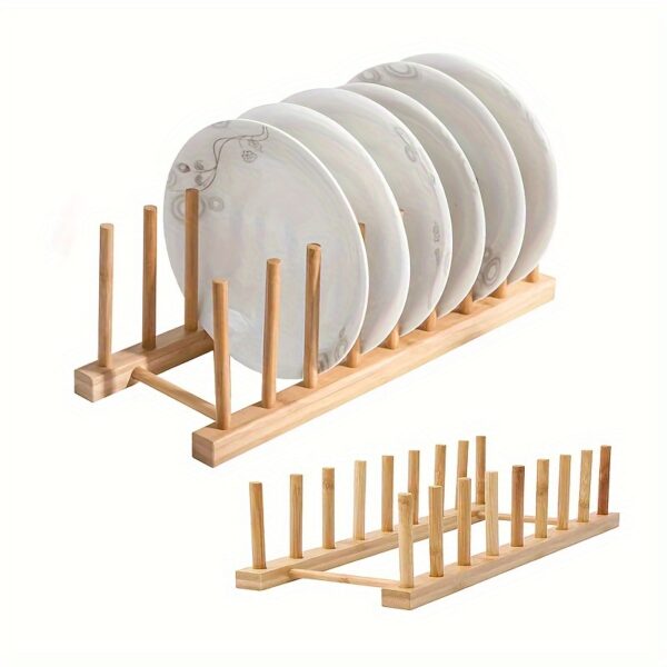 Functional Woodenware, High-Quality Wooden Dish Rack with Draining System - Space-Saving Kitchen Organizer for Plates, Cups, and Utensils, Natural Wood Finish