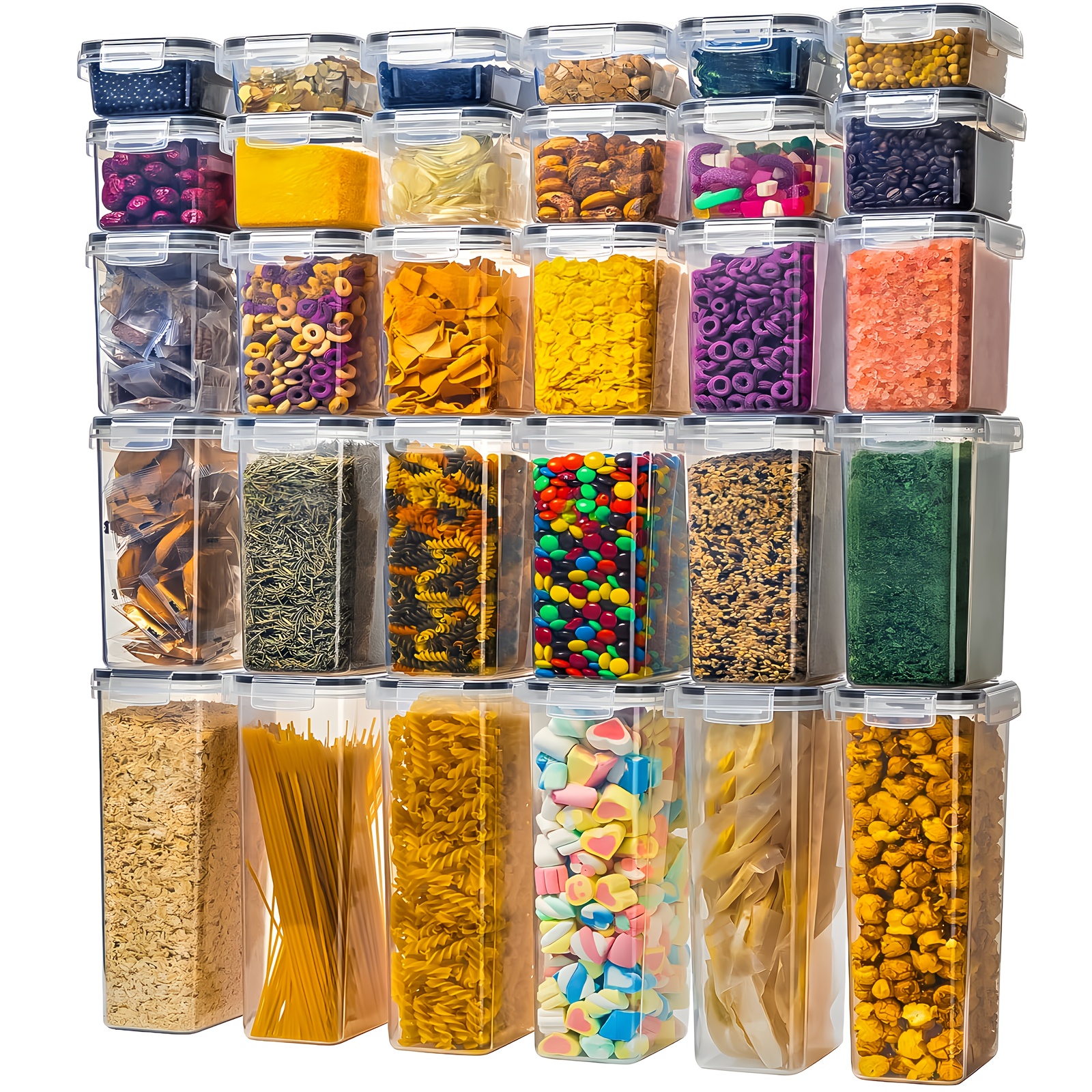 6/12pcs Airtight Food Storage Containers Set with Lids, BPA Free Plastic Dry Food Canisters for Kitchen Pantry Organization and Storage, Dishwasher safe, Include Labels and Marker