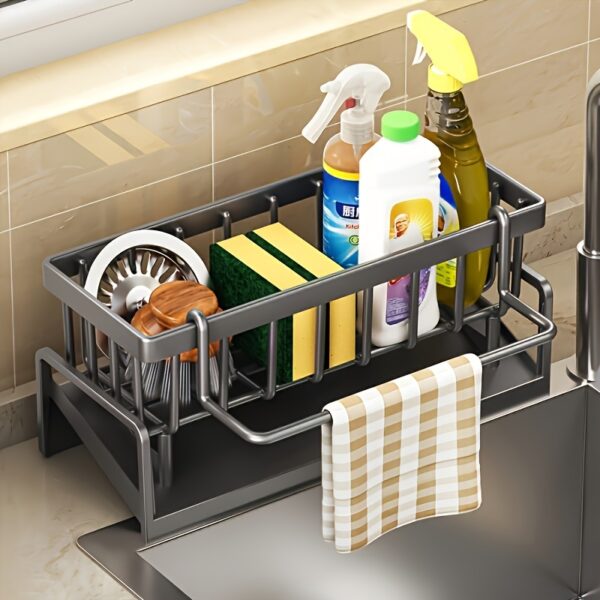 Plastic kitchen sink dish rack, multifunctional towel sponge storage rack, 23.01x11.99 cm, home kitchen space-saving tidy rack. Halloween Christmas must-have storage