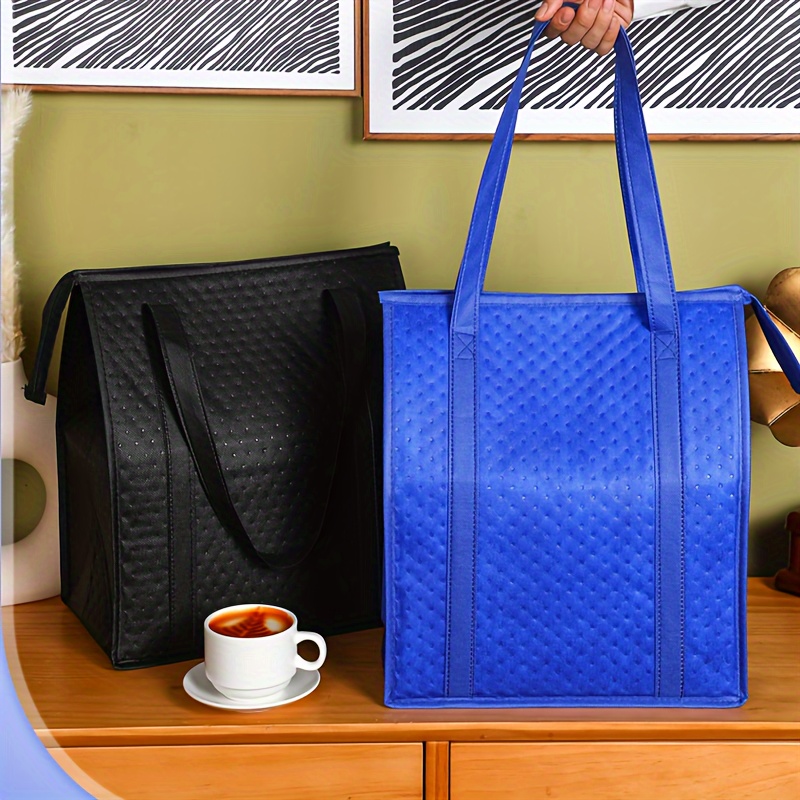 1 piece of foldable insulated bag with aluminum foil lining, portable insulated storage bag for shopping, outdoor picnics, takeout, beverages - non-woven fabric, normal waterproof, ideal gift for Christmas and Thanksgiving