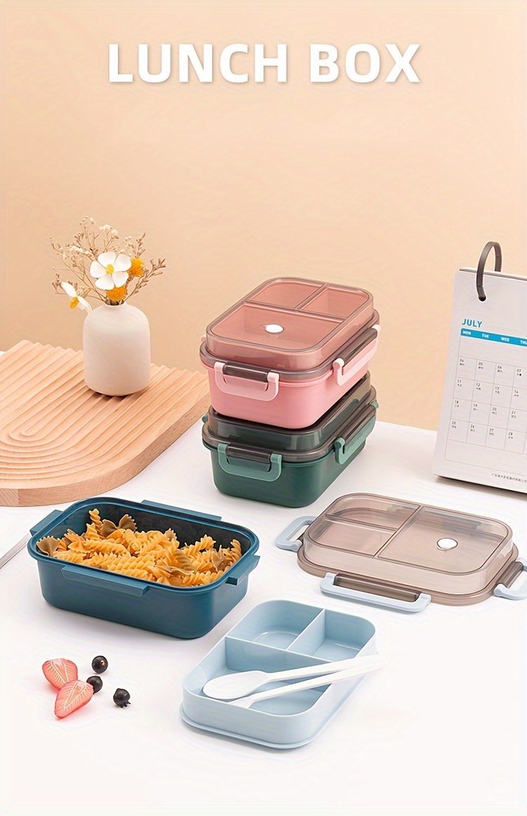 Multi-functional double-layer lunch box food-grade PP material plastic lunch box students portable sealed compartment lunch box travel takeaway lunch box kitchen restaurant storage container back to school