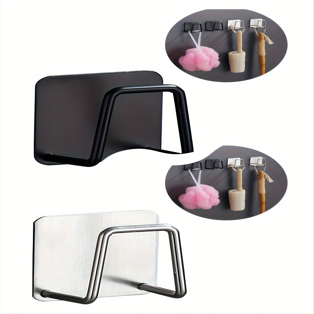 Stainless Steel Kitchen Sink Shelves, Sponge Stands, Sticky Drain Dry Racks, Kitchen Wall Hooks, Accessories, Storage Organizers - Image 9