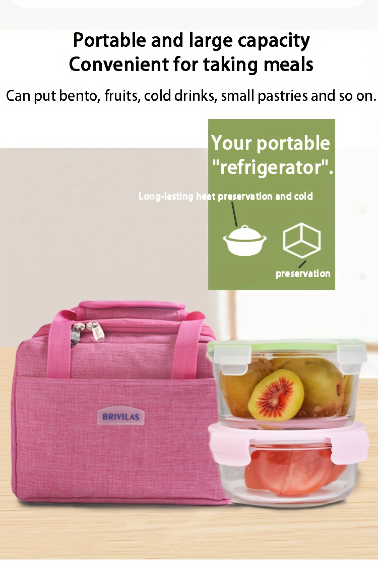 1pc Insulated Lunch Bag, Aluminum Foil Food Bag, Meal Package, Ice Pack, Student Lunch Bag, Lunch Bag, Large Capacity Insulated Dual-pocket Lunch Bag, Portable Lunch Box Bag