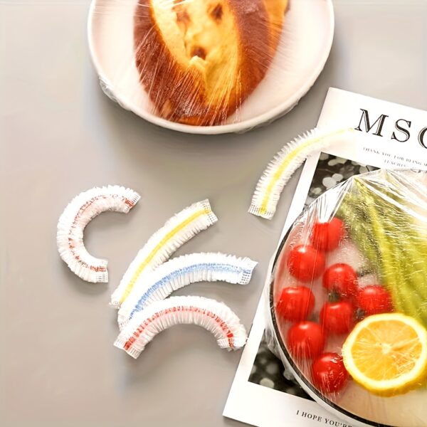 Elastic Food Storage Covers - Reusable, Stretchable Silicone Bowl Covers for Freshness, BPA-Free, Food-Safe | Multiple Sizes for Pots, Bowls, Cups | 100/300 Pack