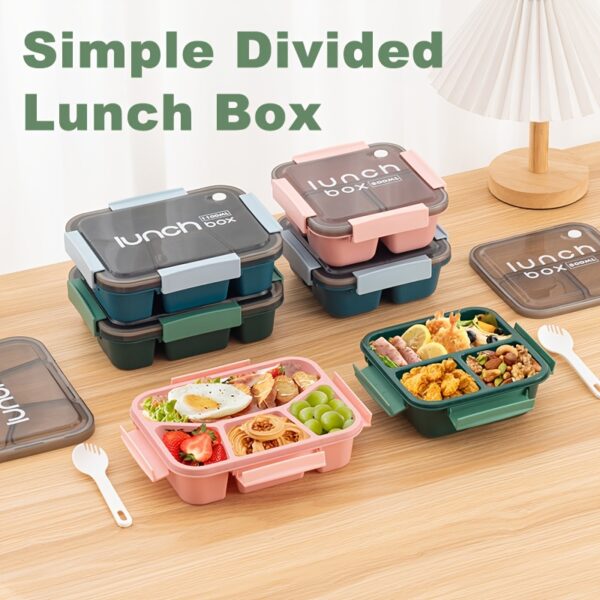 Simple Square Sealed Snap Lunch Box Student Worker Divided Compartment Plastic Lunch Boxes Travel Portable Take Away Bento Boxes Kitchen Restaurant Food Storage Container Microwaveable back to school