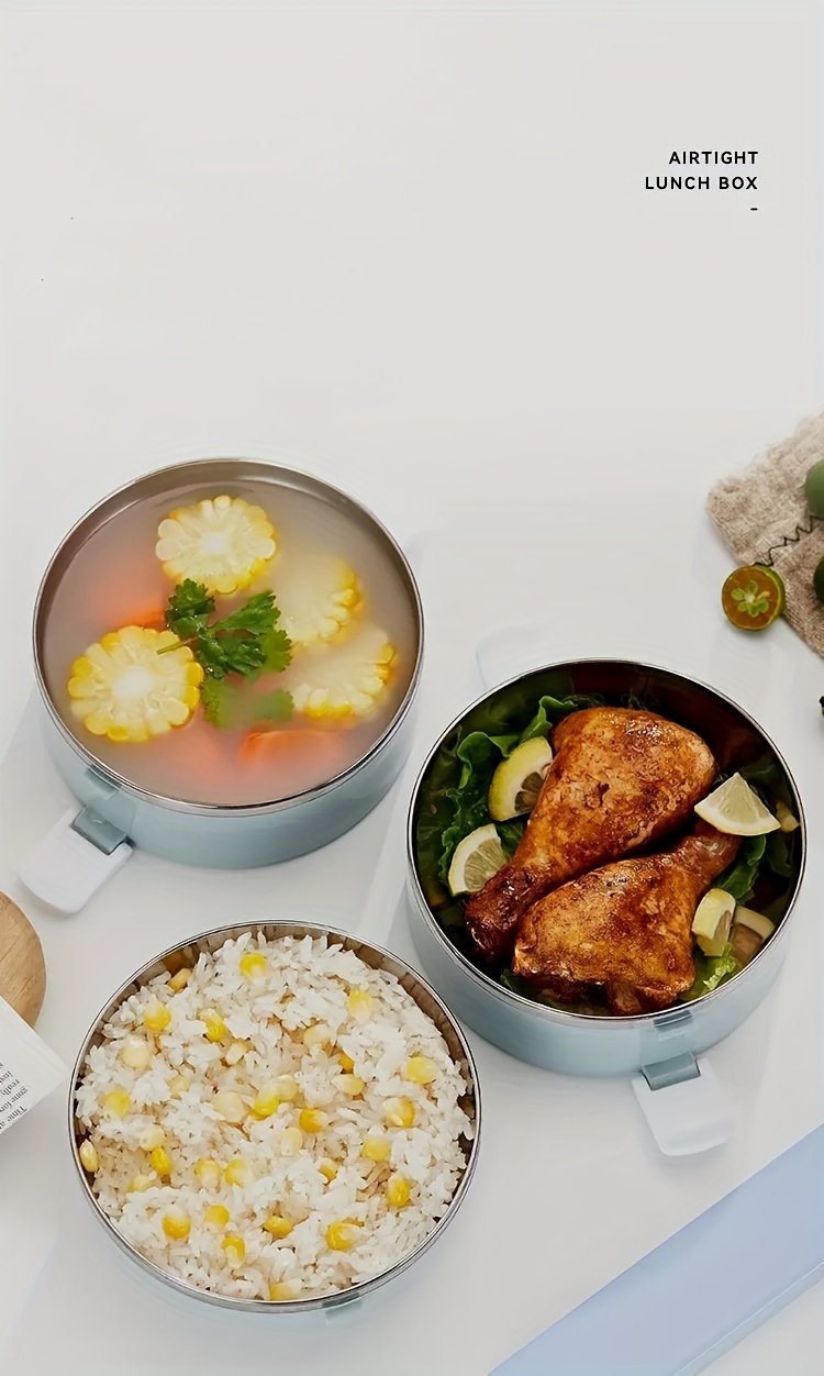 Stainless Steel Lunch Box Set - 1 Tier Insulated Bento Box with Lid, Hand Wash, Cylindrical Shape, Manual Operation, for Office, School, Camping, Picnic Kitchen Storage Container (1400Ml),Back to School