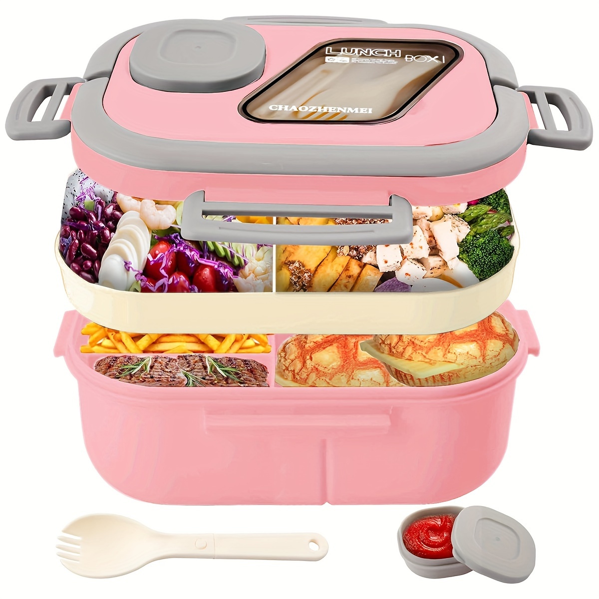 HEART LEAF Modern Bento Lunch Box with Cutlery Set - Leakproof, Microwave Safe, Double Handle Design for School & Work, for Return School,back to school