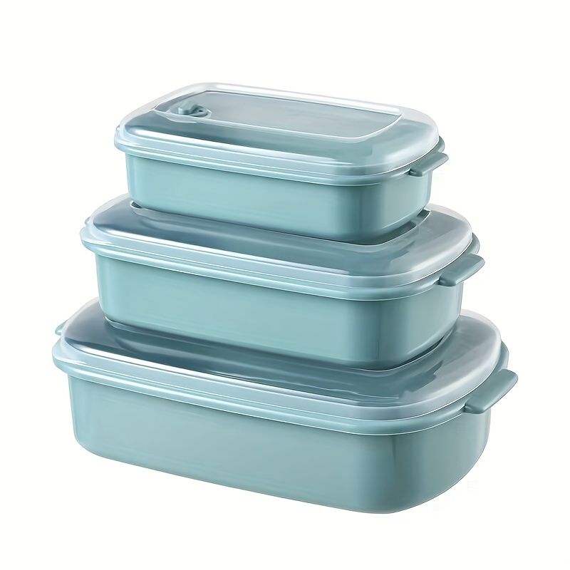 Microwave Safe Plastic Food Storage Containers with Clip-on Lids - 3-Piece Set for Fruits, Vegetables, Dumplings, Meat, Eggs, Ginger, Garlic, Onion | Reusable, Multipurpose, Leakproof Lunch Boxes for Home and Kitchen Use