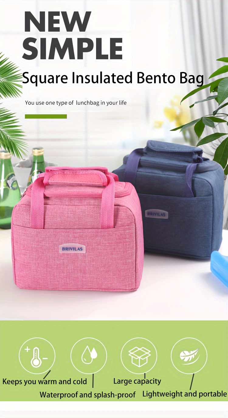 1pc Insulated Lunch Bag, Aluminum Foil Food Bag, Meal Package, Ice Pack, Student Lunch Bag, Lunch Bag, Large Capacity Insulated Dual-pocket Lunch Bag, Portable Lunch Box Bag