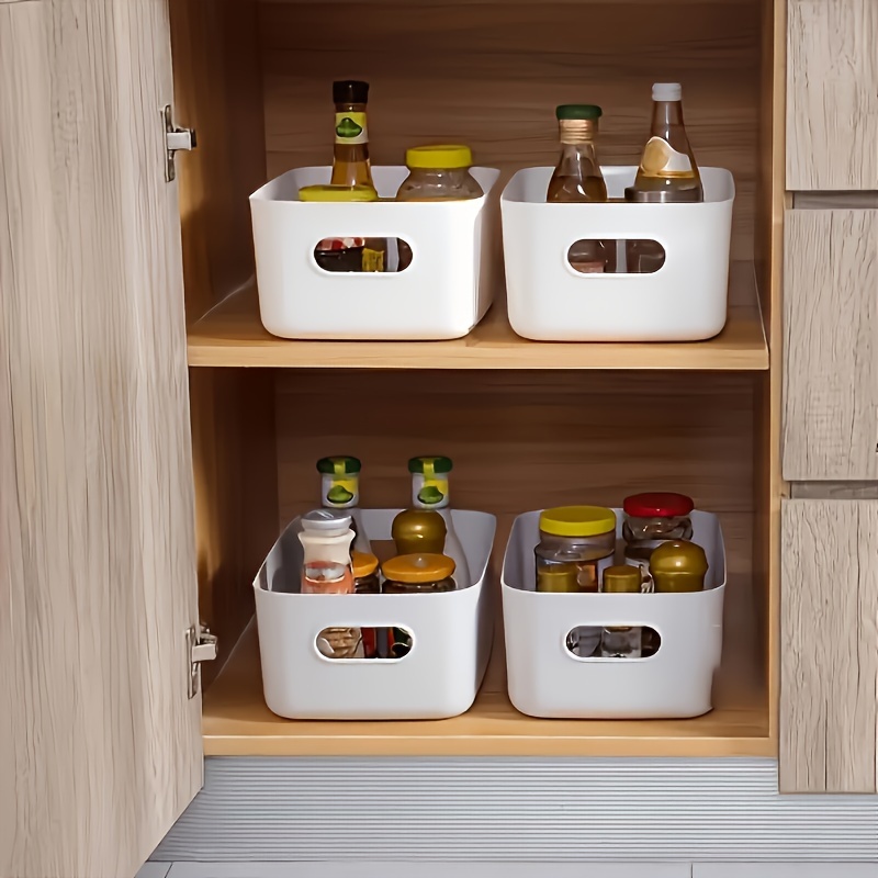 2pcs Large Plastic Storage Bins for Kitchen, Office, and Home - Versatile Organizer for Cosmetics, Underwear, Socks & More