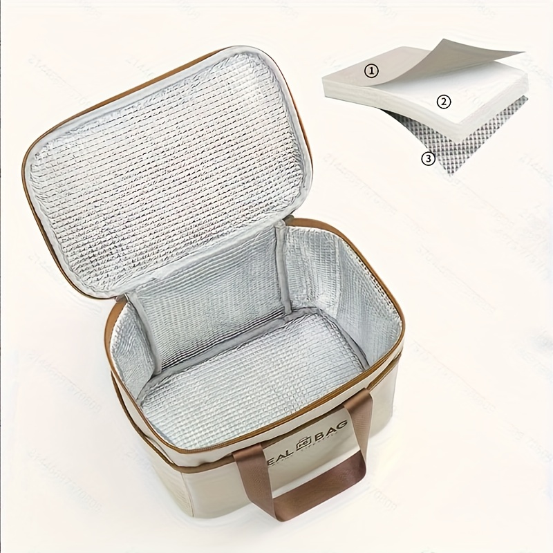 1pc Large Capacity Insulated Lunch Bag - Reusable, Square Polyester Thermal Tote for Outdoor Camping, School, Work - Hand Washable, No Printing, Non-Food Contact, Insulated Lunch Ba,Back to School