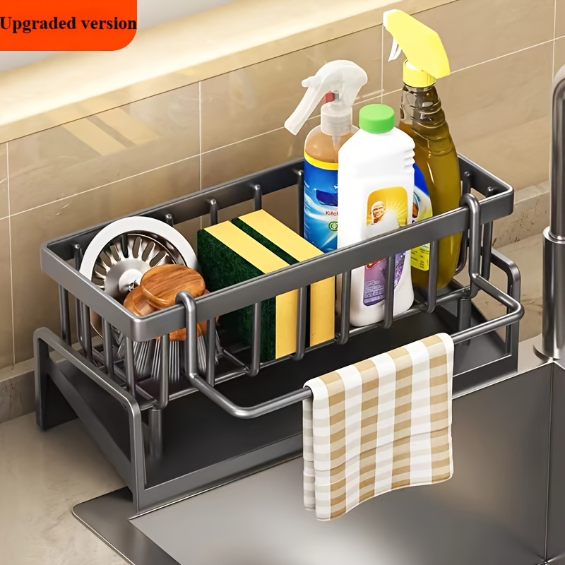 1pc Multifunctional Waterproof Plastic Sink Organizer - Space-Saving Storage for Sponges, Brushes, Towels - Ideal for Kitchen, Bathroom, Outdoor Boxes, Cabinets, Shelves