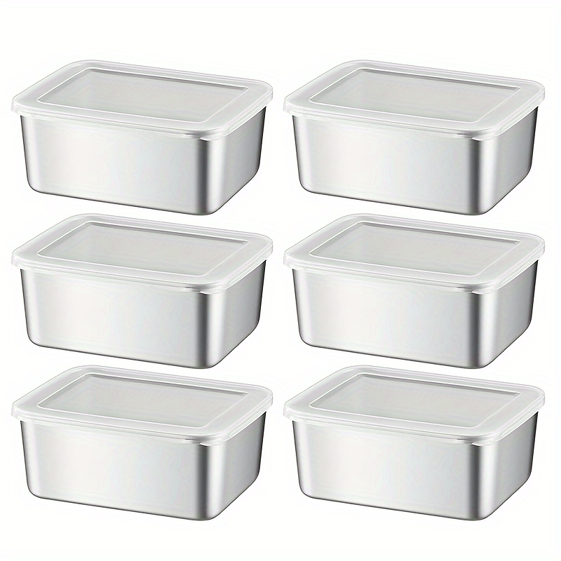 6pcs Stainless Steel Food Storage Containers - Leak-Proof, Stackable, Perfect for Camping, Picnics, Office Use - Small Size, Ideal Christmas Gift, Office Essentials|Stackable Containers|Durable Plastic Lids, Food Storage Containers