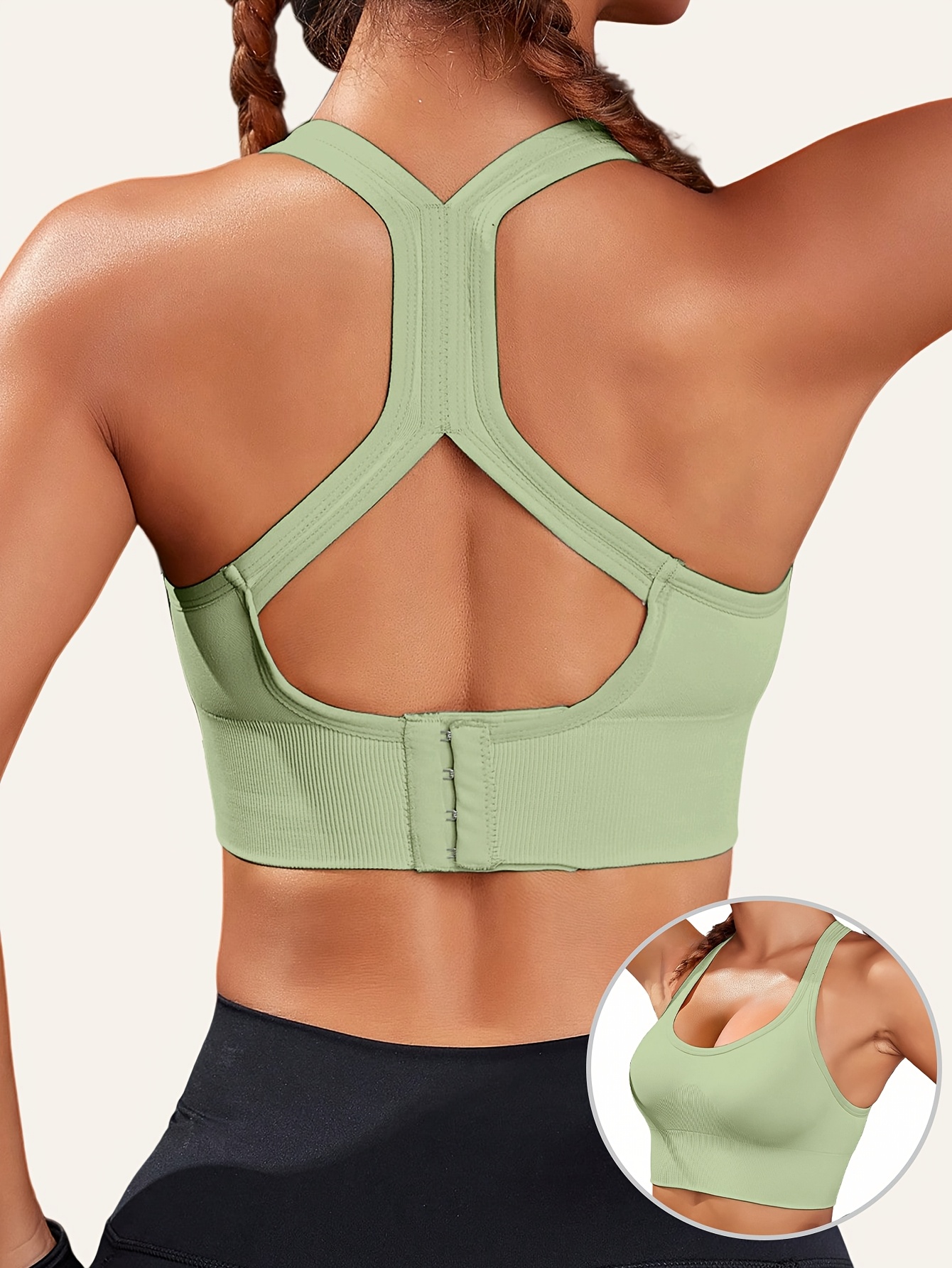 Women'S Light Blue Sports Bra with Removable Pads - Breathable, Non-Slip Design for Gym, Yoga, Running - Backless, Strapless Top with Adjustable Straps, Yoga Apparel | Adjustable Strap Design | Comfortable Fit - Image 3