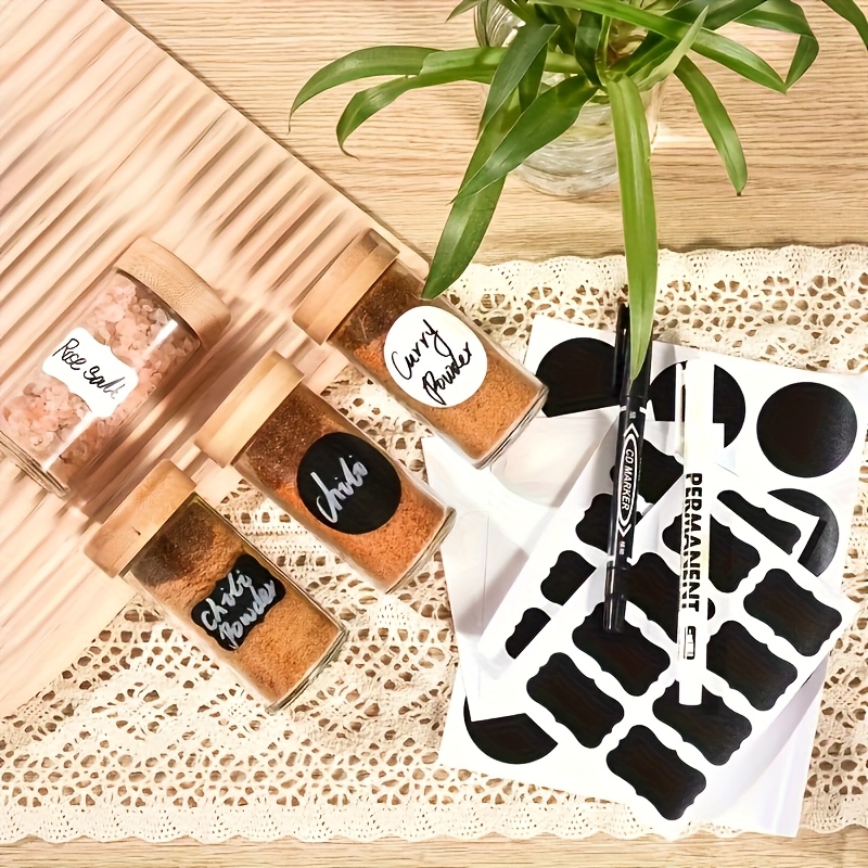 24pcs Reusable Label Paper and Pen Set for Organizing Airtight Food Storage Containers with Stackable Kitchen Organizer, Perfect for RVs, Picnics, Camping, Cereal, Flour, Sugar, and Pantry Essentials—A Must-Have for RV Organization