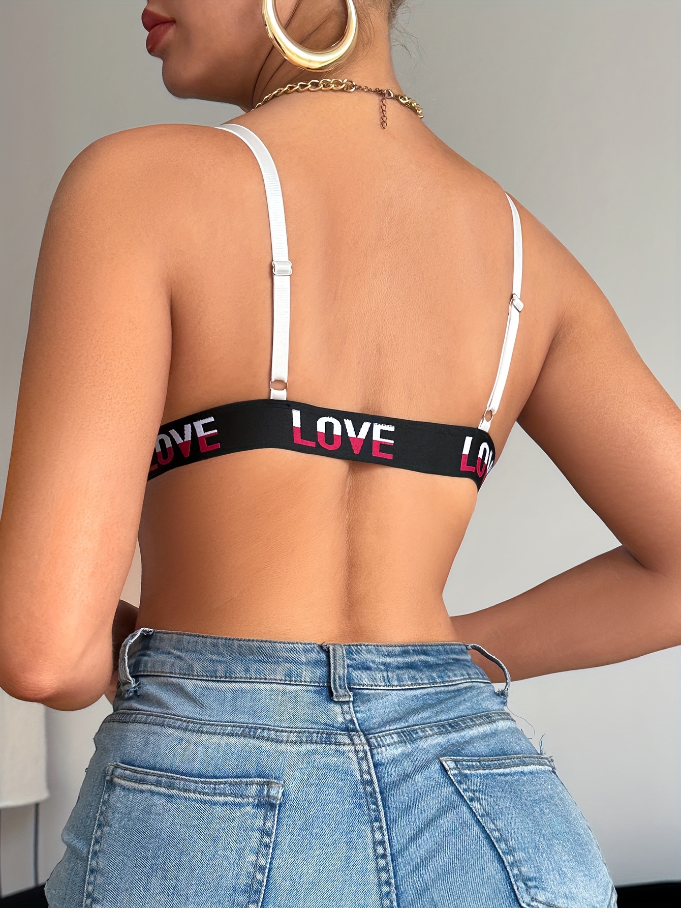 Elegant Front Closure Push-Up Bra for Women - High Support, Wireless, Black Lingerie with Letter Detail, Soft Polyester & Elastane Blend, Hand Wash Only