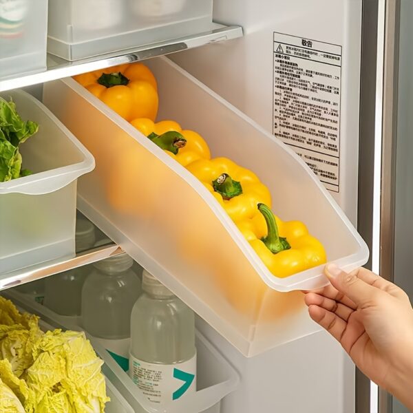 4pcs Pull-out Refrigerator Storage Box with Pulleys, Reusable Kitchen Food Fruit Vegetable Egg Frozen Organizing Food Container, White Transparent Pull-Along Refrigerator Fresh Box, Perfect Choice for Home and Kitchen Food Preservation