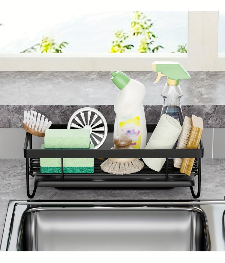 1pc, Sponge Rack, Kitchen Sink Drain Rack, Cloth Rack, Storage Box with Drain Tray, Cleaning Supplies j Metal Storage Box, Quick Dry Rack, Suitable for Kitchen, Bathroom, Restauran