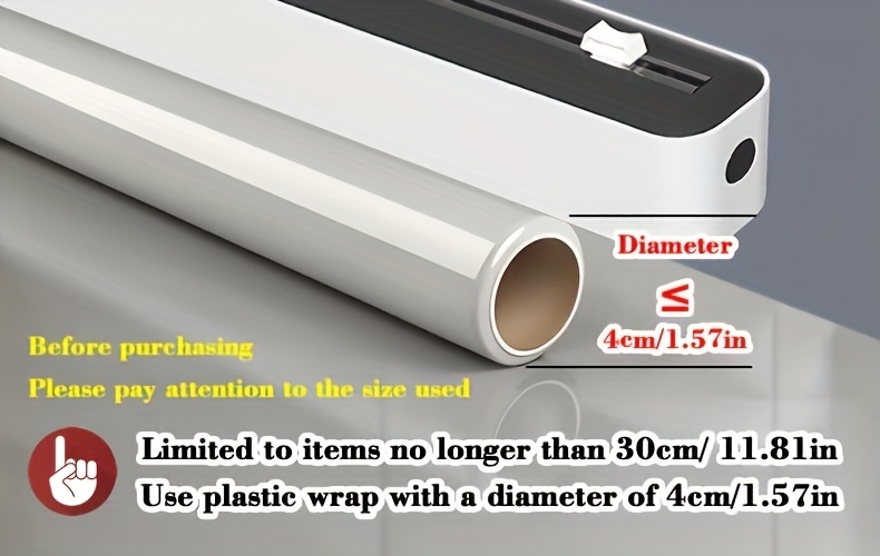 Dual-Action Fresh Wrap Dispenser & Cutter – Multi-Purpose Kitchen Sealer for Plastic, Tin Foil, Baking Paper & Wax Sheets – Reusable Packaging Machine with Orange Accents – Sleek White & Black Design, Kitchen Packaging Tool | Sleek Appliance Design | Durable Plastic Construction